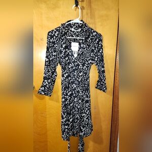 Zara Black and White Long Sleeve Dress